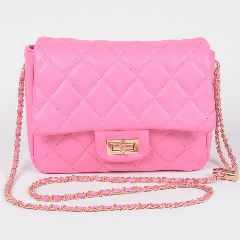 Quilted Faux Leather Flap Bag